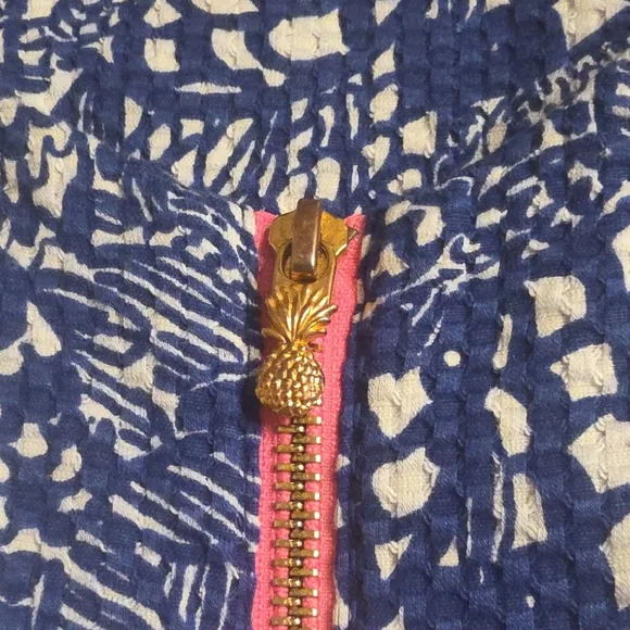 Lilly Pulitzer Blue Floral Mini Dress with White Lace Stripe - Picture 15 of 16